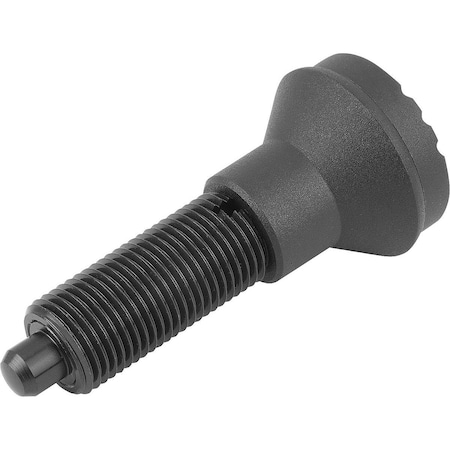 Kipp Indexing Plunger Wo. Groove Size:3 D1=M16X1, 5, Form:G Steel, Hardened, Comp: Plastic, Comp:Black K0344.1308